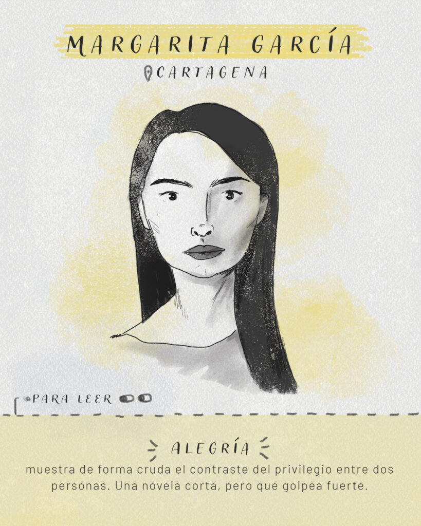 ilustracion-digital-margarita-garcia-retrato Ilustración digital de la escritora colombiana Margarita García Robayo. Retrato editorial en blanco y negro con destellos de luz amarilla.