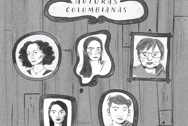 Ilustración digital Retratos en blanco y negro con trazos de lápiz digital de escritoras colombianas para proyecto editorial.